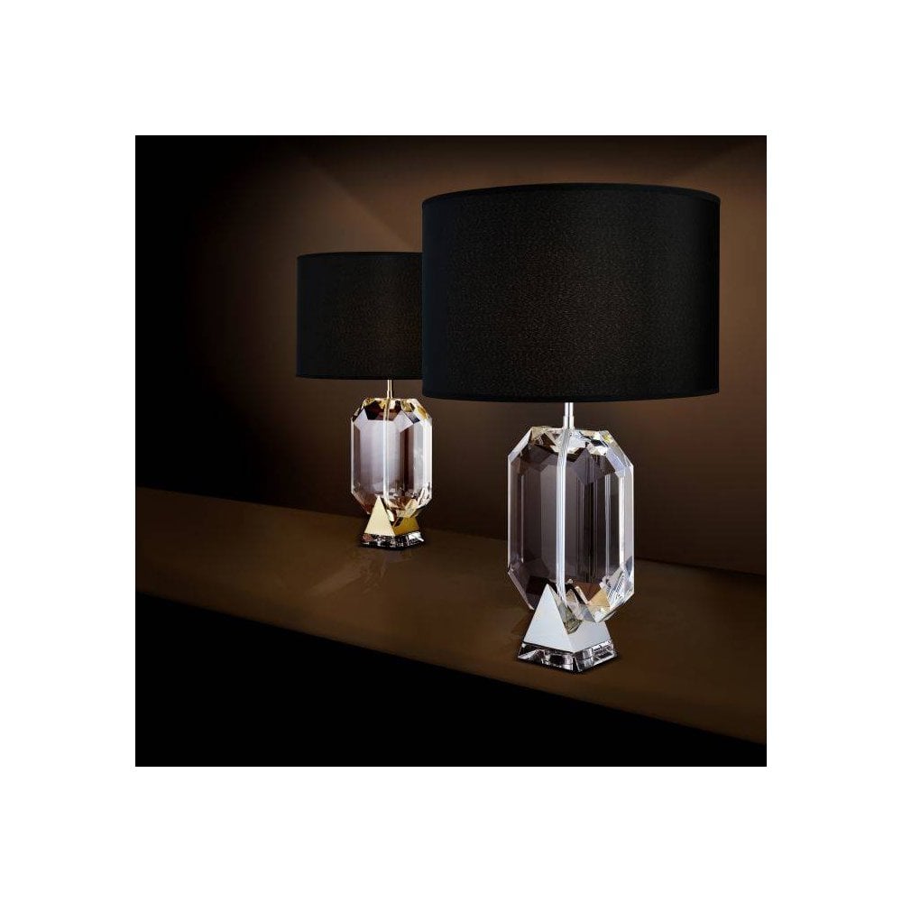 Table Lamp Emerald, Nickel Finish, Clear Crystal Glass