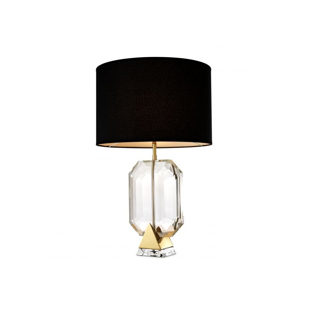 Table Lamp Emerald, Gold Finish, Clear Crystal Glass