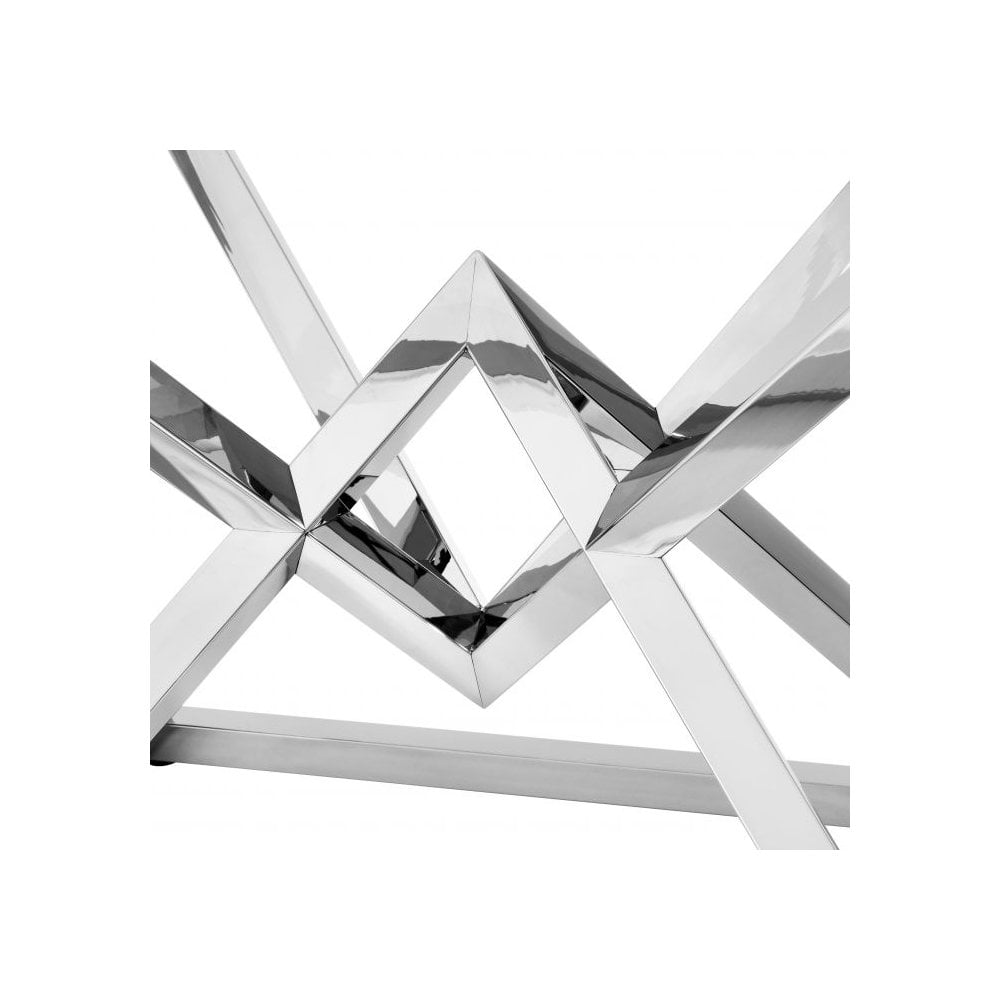 Side Table Connor, Polished Stainless Steel, Clear Glass