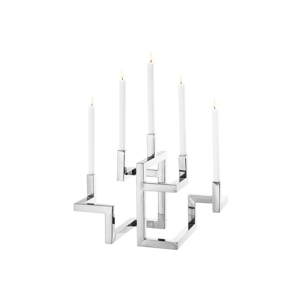 Candle Holder Skyline, Nickel Finish