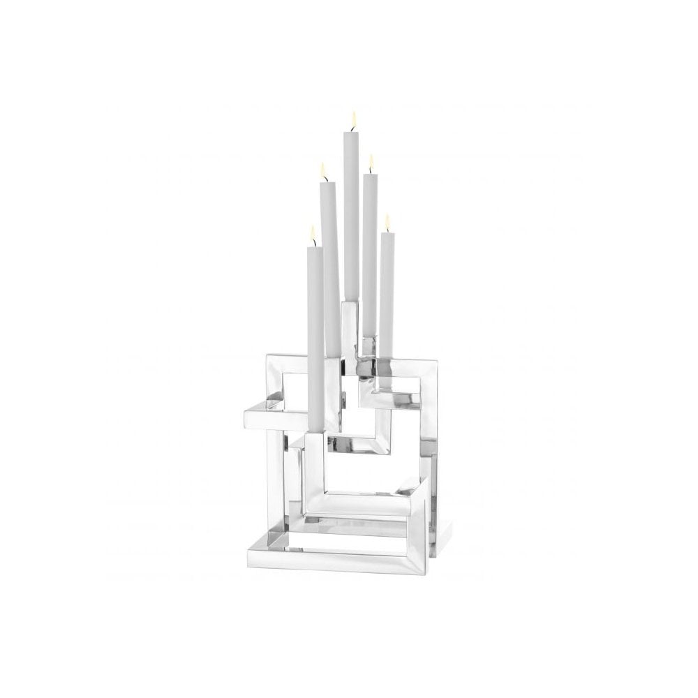 Candle Holder Skyline, Nickel Finish