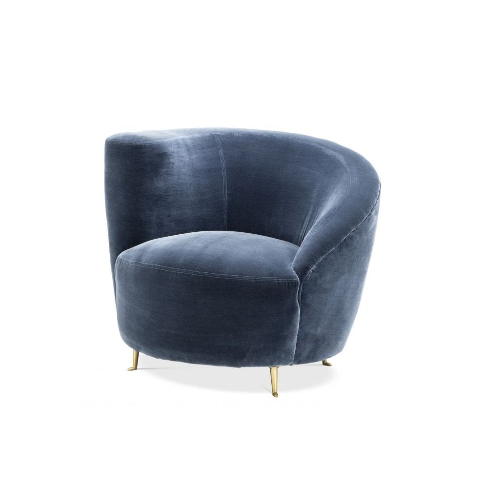 Chair Khan, Cameron Faded Blue, Brass Legs