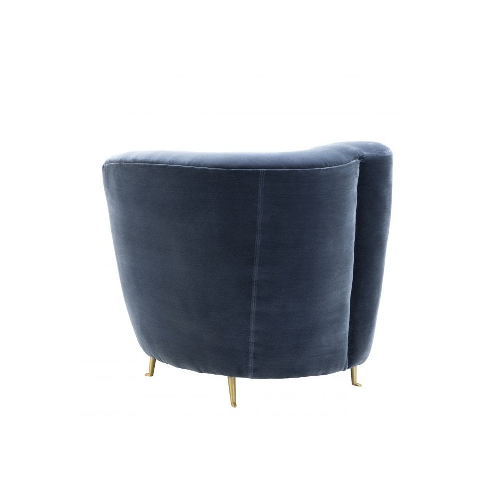 Chair Khan, Cameron Faded Blue, Brass Legs