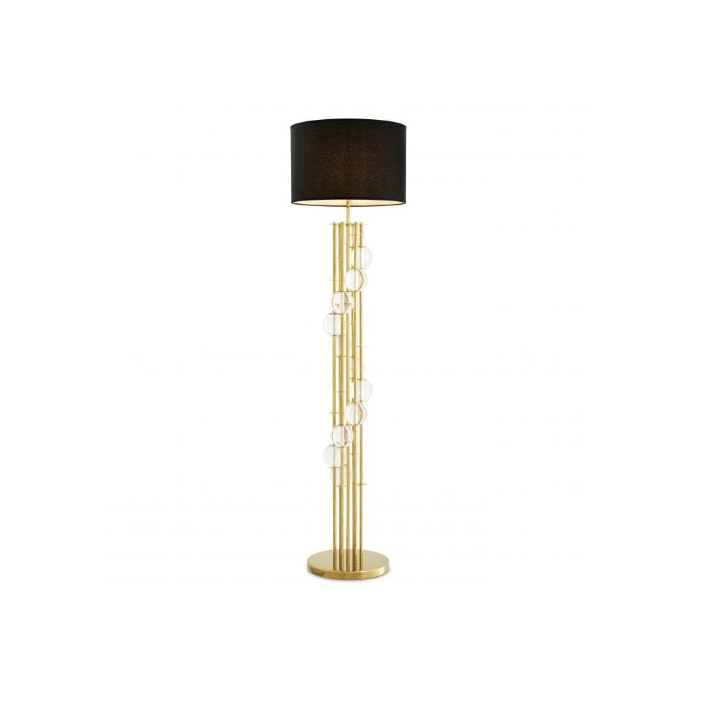 Floor Lamp Lorenzo, Gold Finish, Clear Crystal Glass