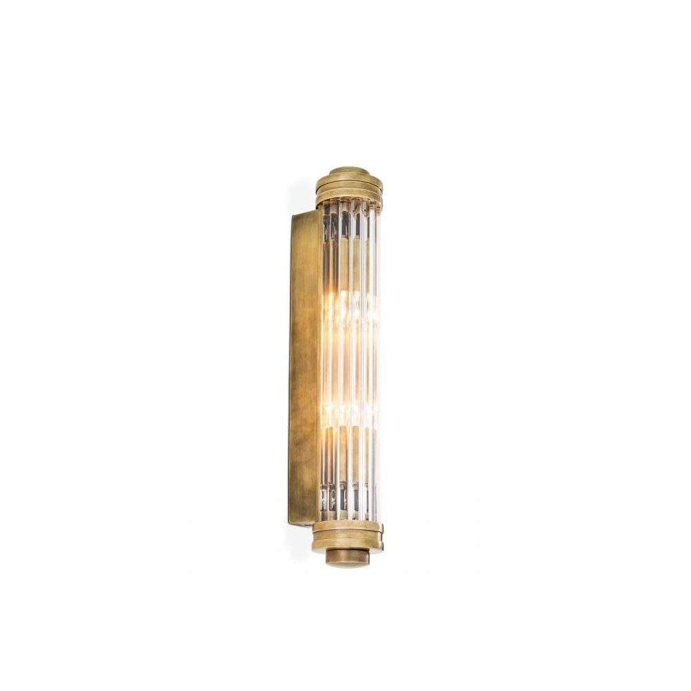 Wall Lamp Gascogne S, Vintage Brass Finish, Clear Glass