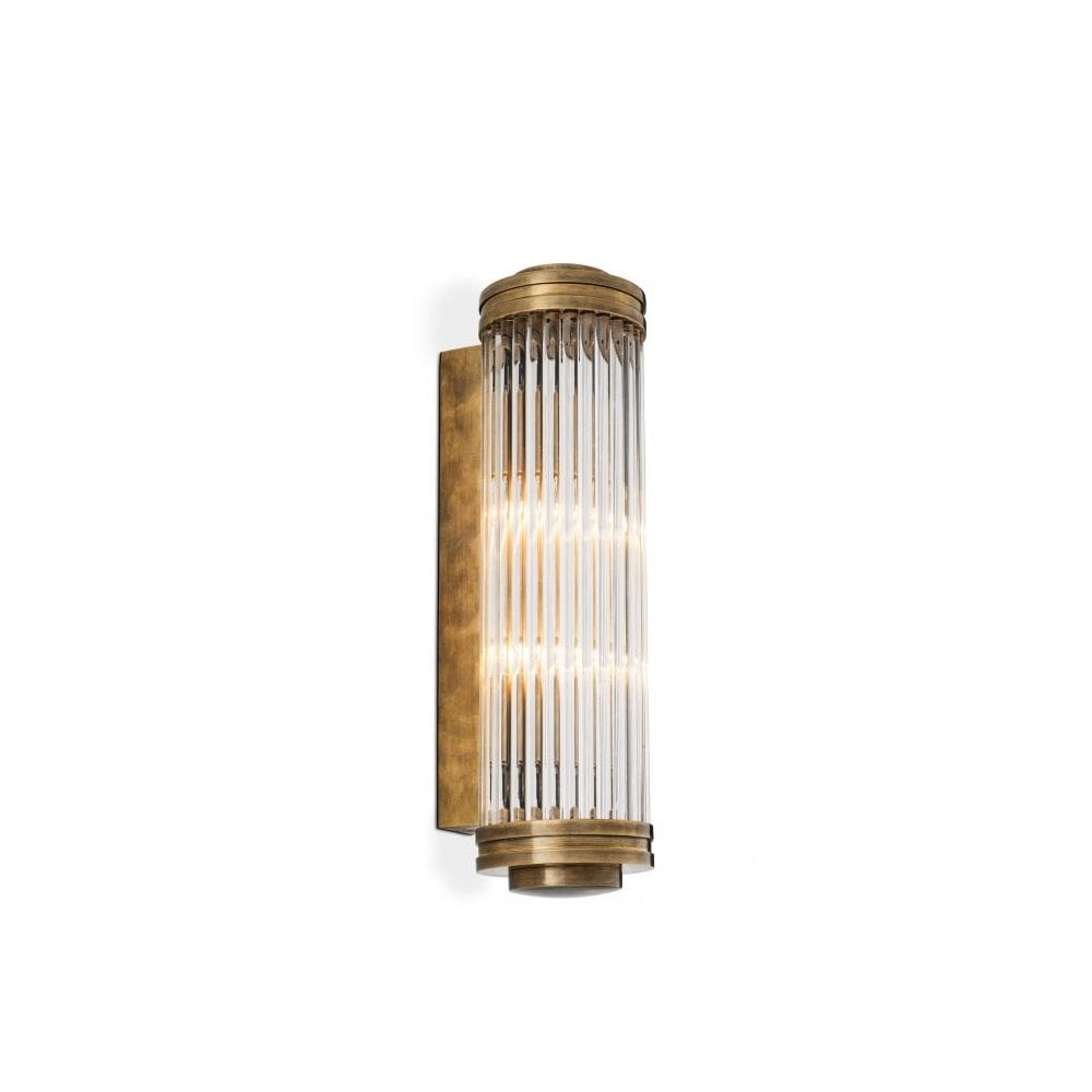 Wall Lamp Gascogne L, Vintage Brass Finish, Clear Glass