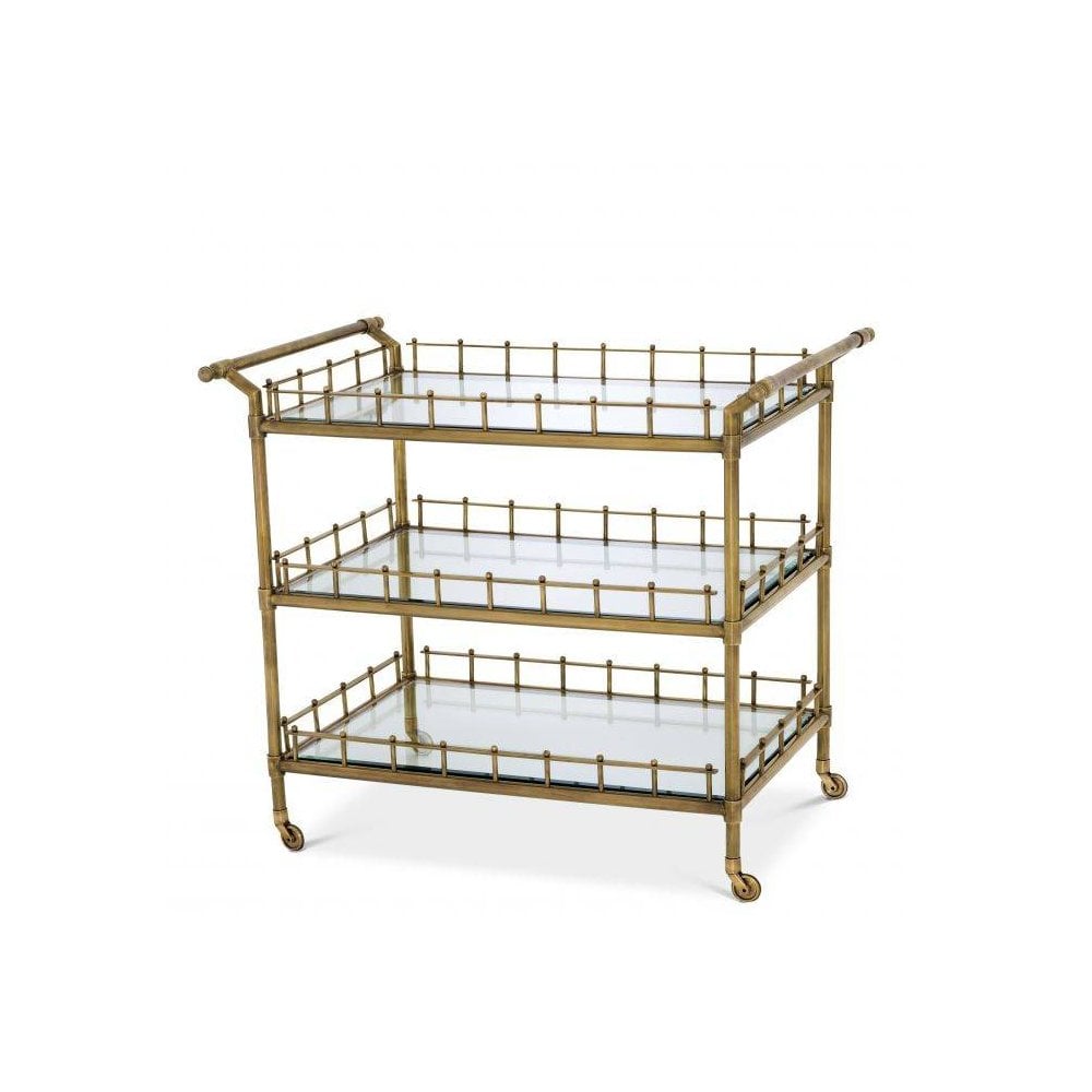 Trolley Scarlett, Vintage Brass Finish, Bevelled Clear Glass