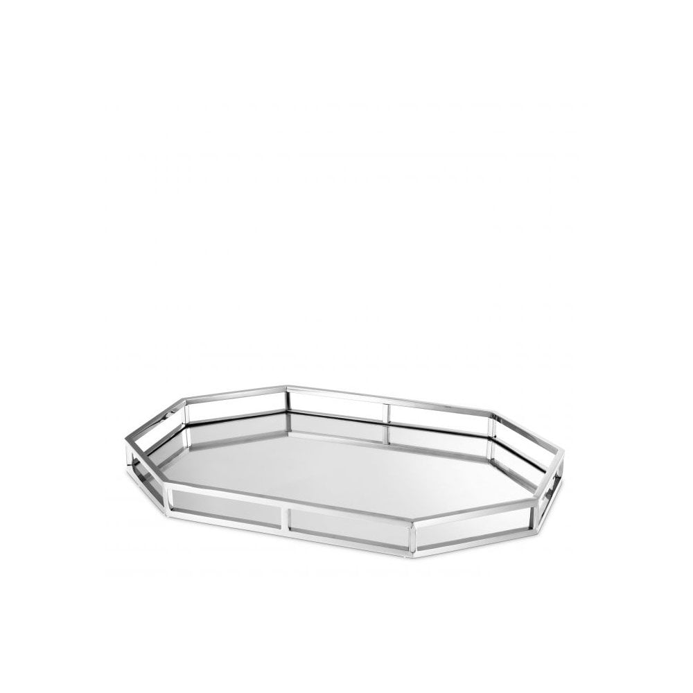 Tray Pelagos, Nickel Finish, Mirror Glass