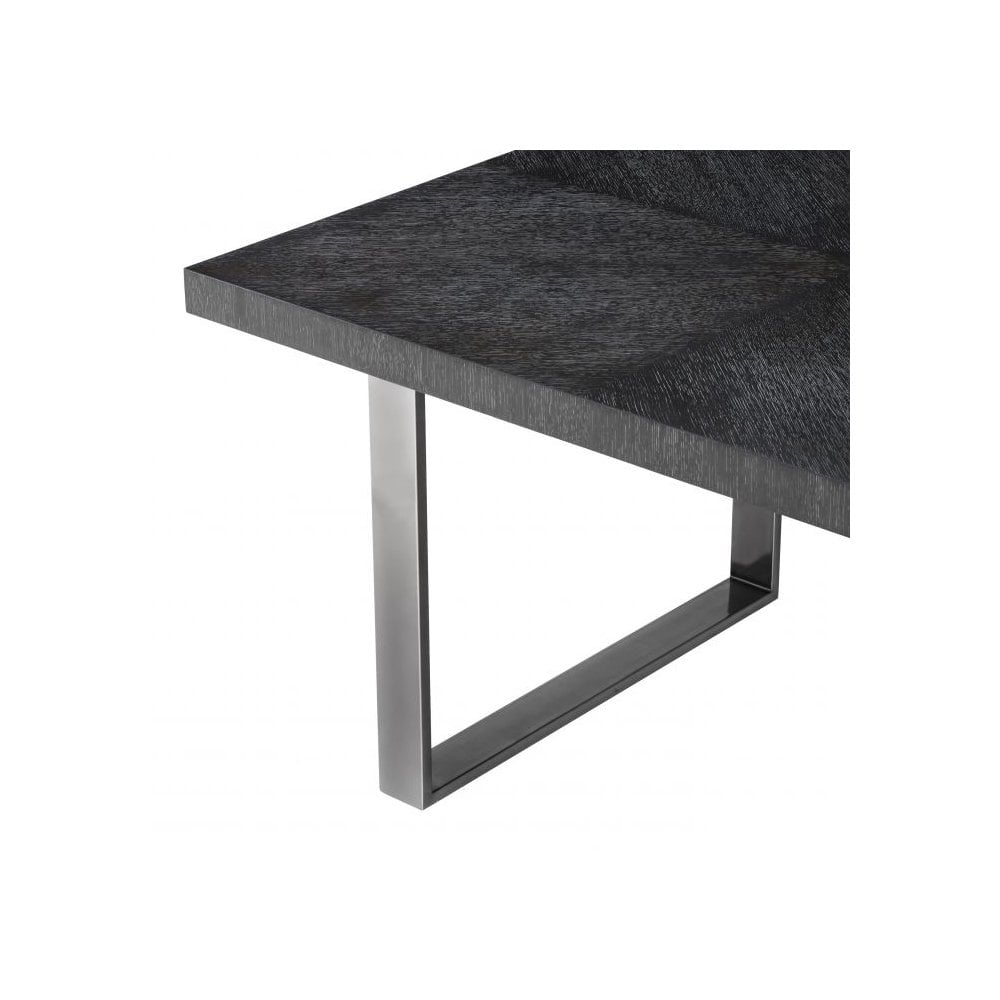 Dining Table Borghese 250 cm, Charcoal Oak Veneer, Black Nickel Finish