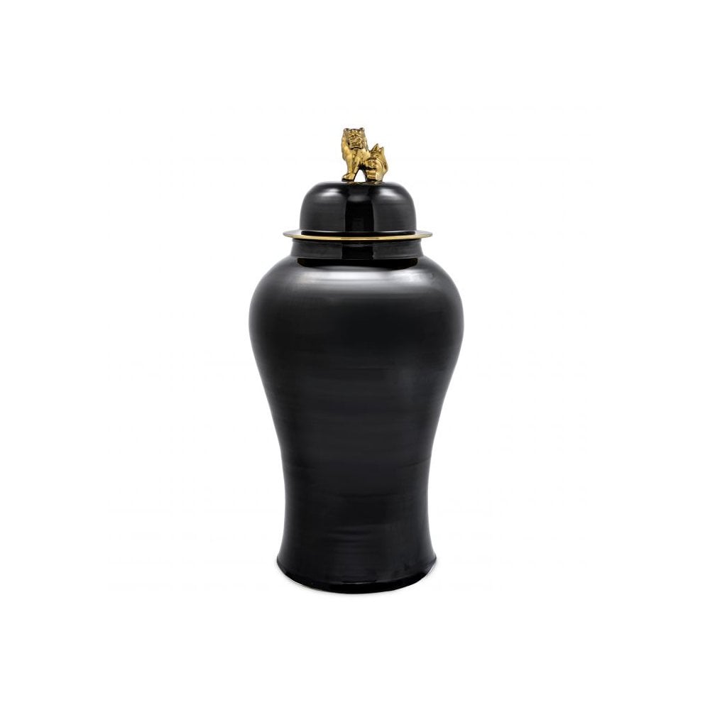 Vase Golden Dragon L, Black Porcelain, Gold Porcelain