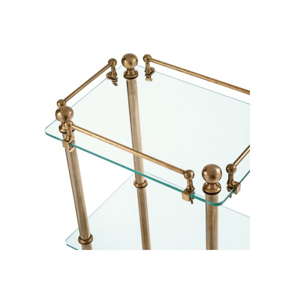 Bathroom Rack Devon, Vintage Brass Finish, Clear Glass