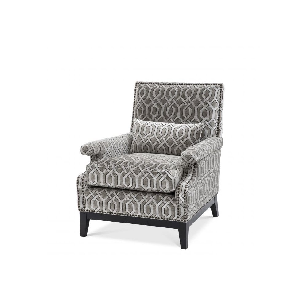 Chair Goldoni, Trellis Grey Velvet, Black Legs