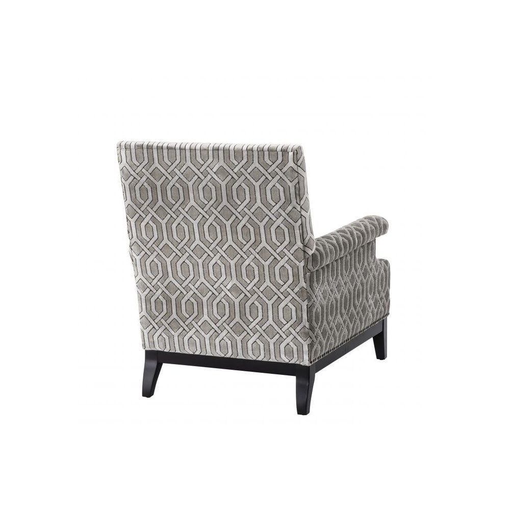 Chair Goldoni, Trellis Grey Velvet, Black Legs