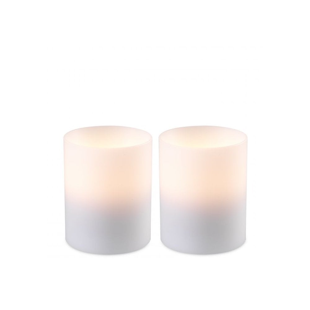 Artificial Candle deep ø 10 x H. 12 cm set of 2, White