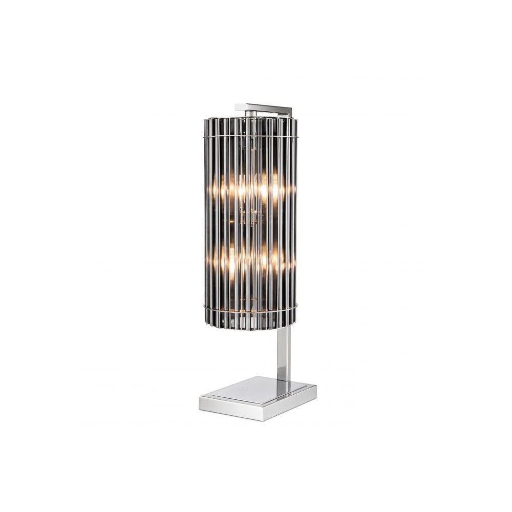 Table Lamp Pimlico, Nickel Finish, Smoke Glass