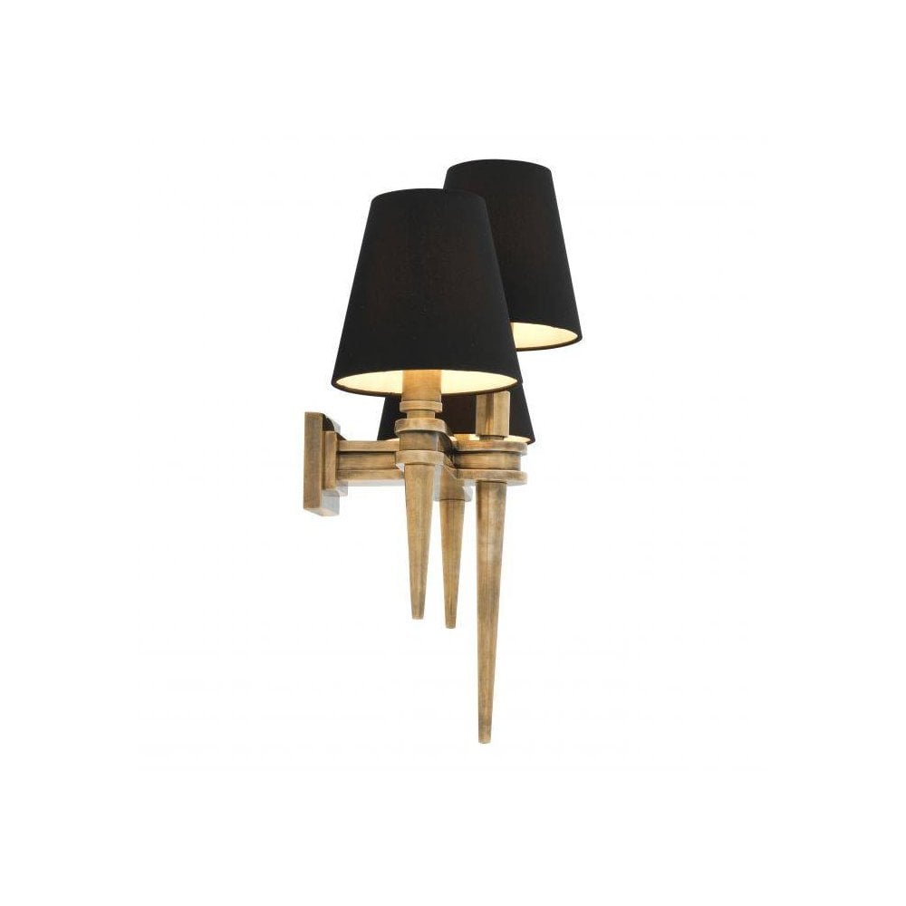 Wall Lamp Waterloo Triple, Vintage Brass Finish