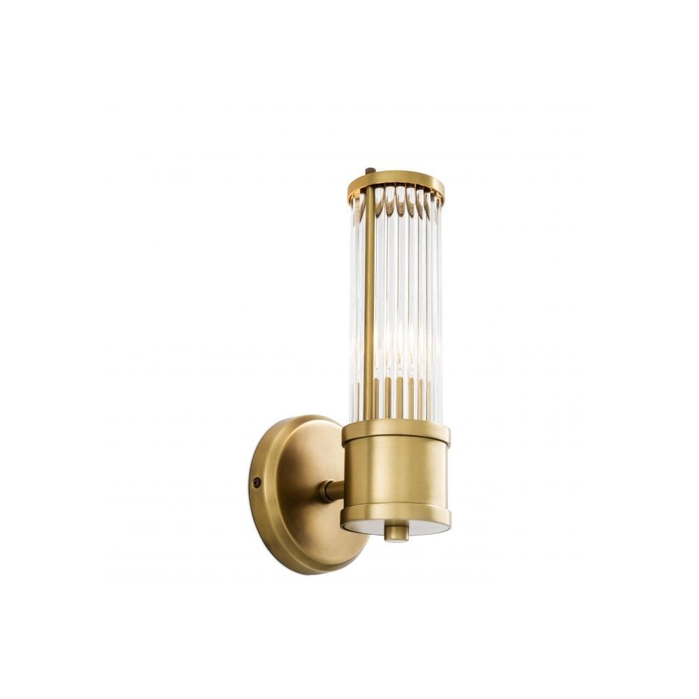 Wall Lamp Claridges Single, Antique Brass Finish, Clear Glass