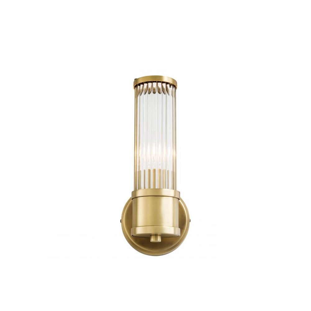 Wall Lamp Claridges Single, Antique Brass Finish, Clear Glass