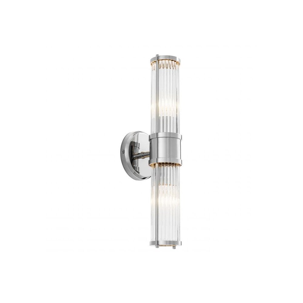 Wall Lamp Claridges Double, Nickel Finish, Clear Glass