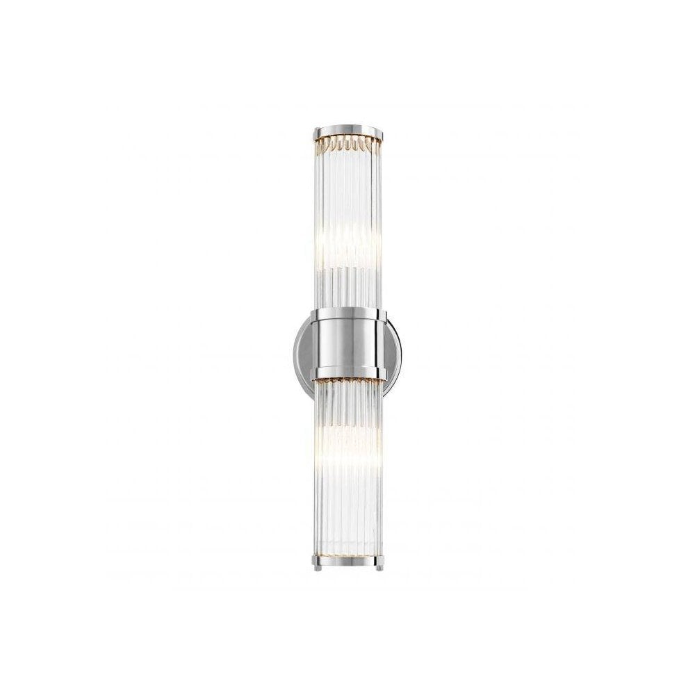 Wall Lamp Claridges Double, Nickel Finish, Clear Glass