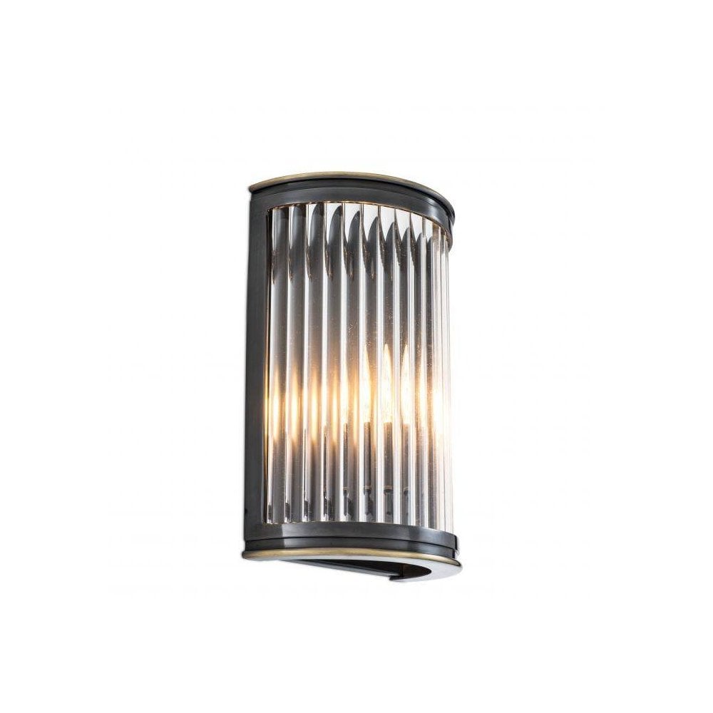 Wall Lamp Alice, Gunmetal Highlight Finish, Clear Glass