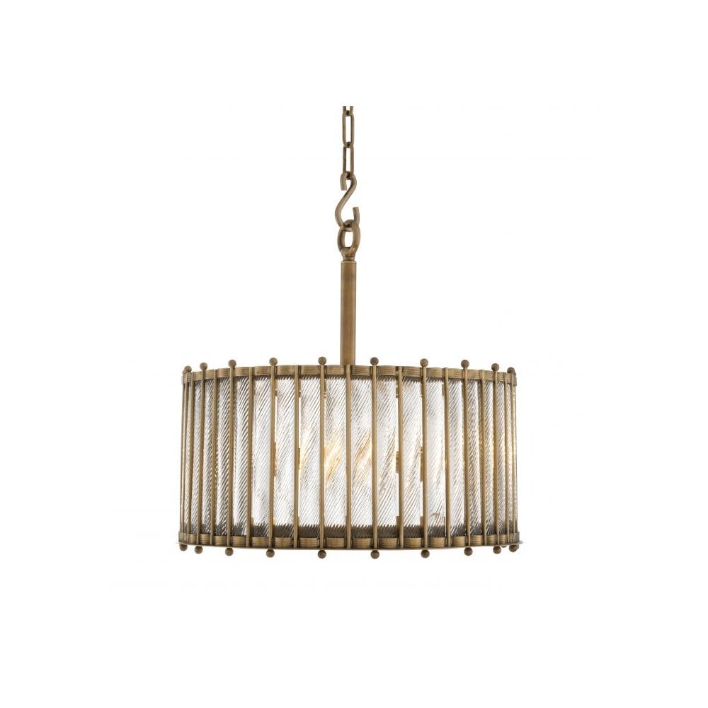 Lantern Tiziano Single, Antique Brass Finish, Handmade Clear Glass