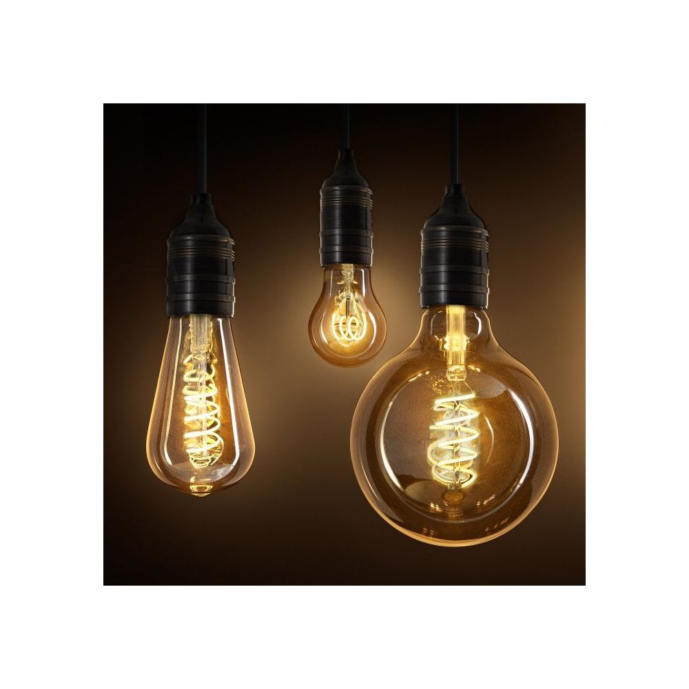 LED Bulb A shape 4W E27 set of 4, Dimmable Goldline Filament