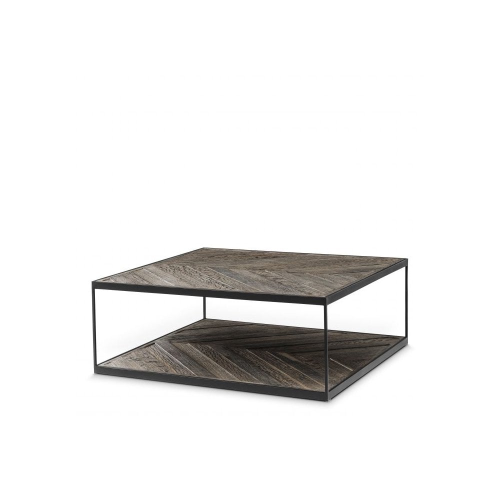 Coffee Table La Varenne, Zinc Finish, Weathered Oak