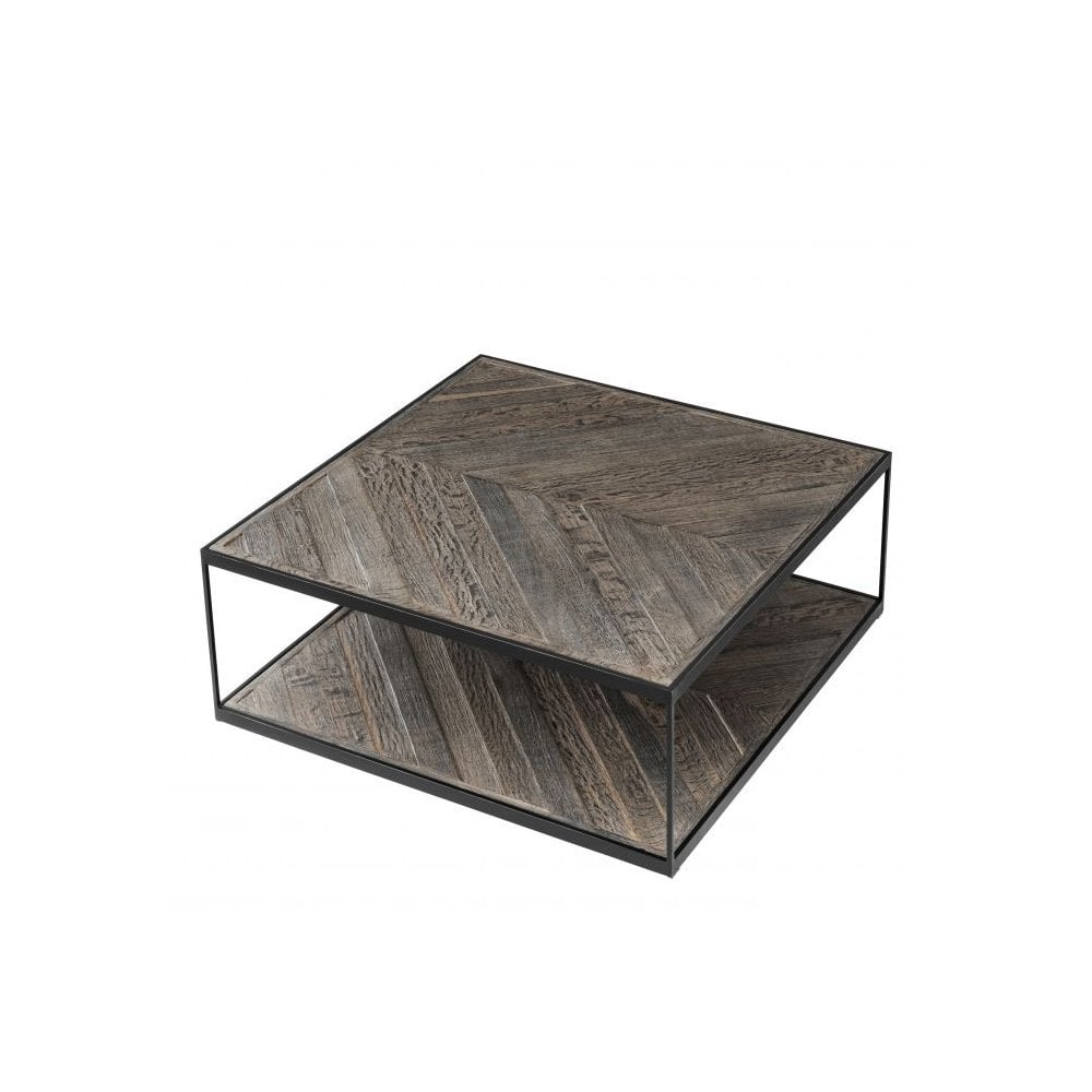 Coffee Table La Varenne, Zinc Finish, Weathered Oak