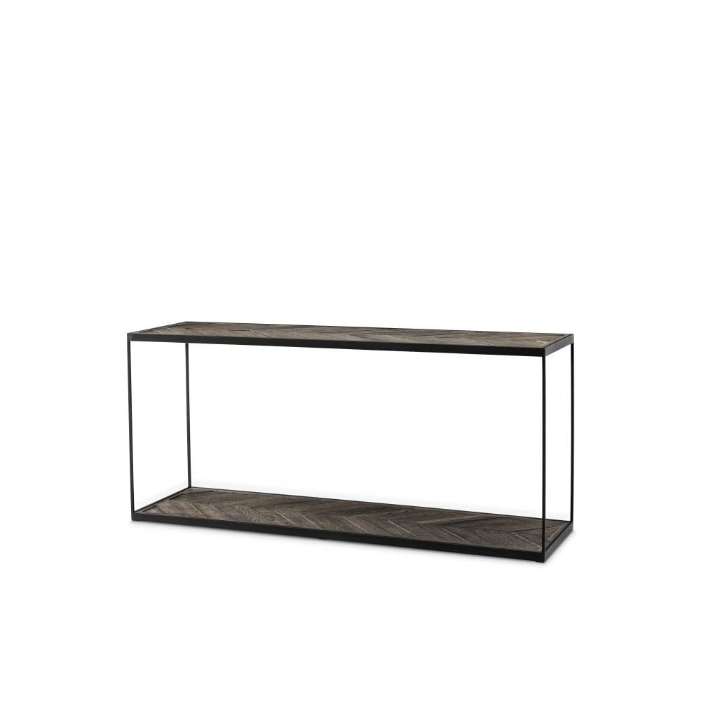 Console Table La Varenne, Zinc Finish, Weathered Oak