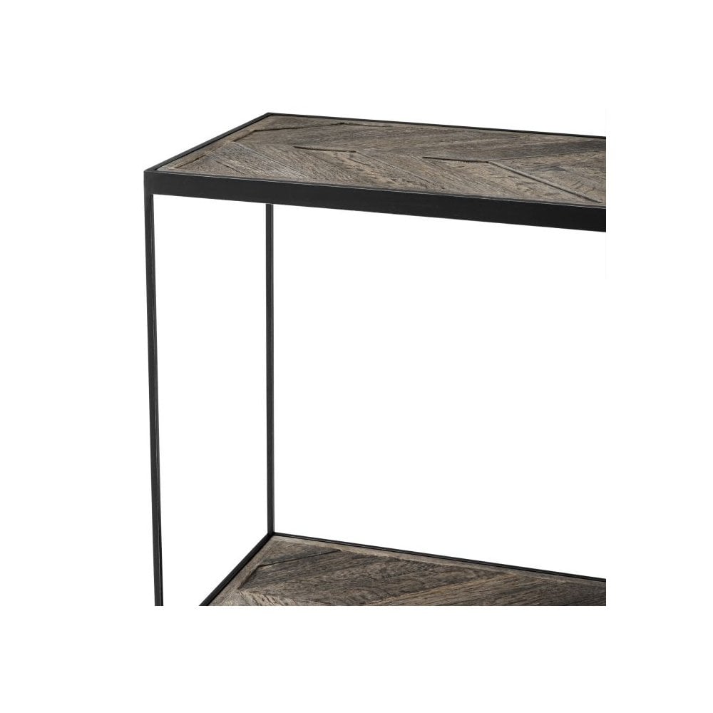 Console Table La Varenne, Zinc Finish, Weathered Oak