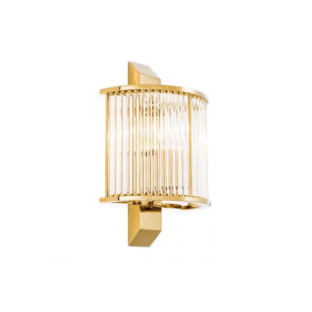 Wall Lamp Oakley, Gold Finish, Clear Glass