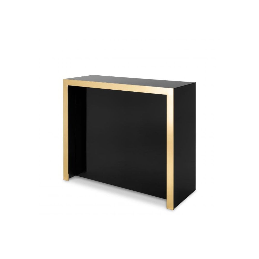 Bar Grimaldi, Gold Finish, Black Glass