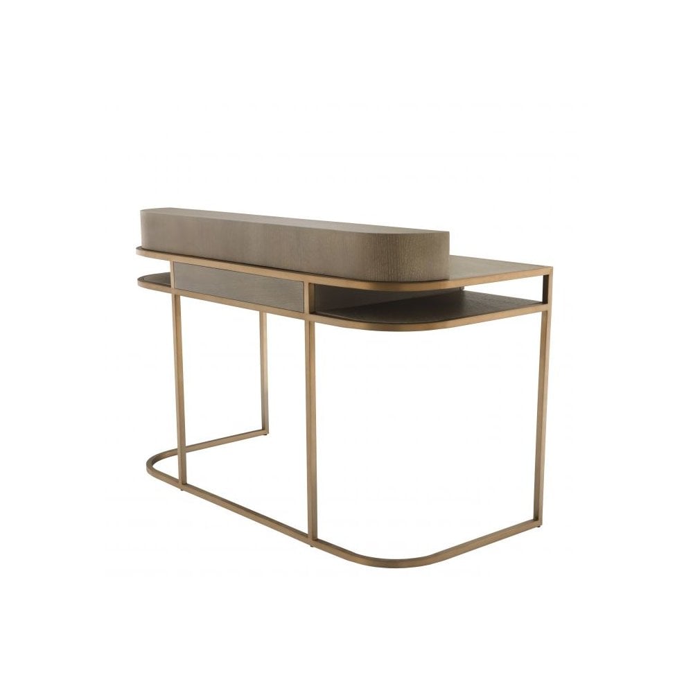 Desk Highland, Washed Oak Veneer, Brushed Brass Finish