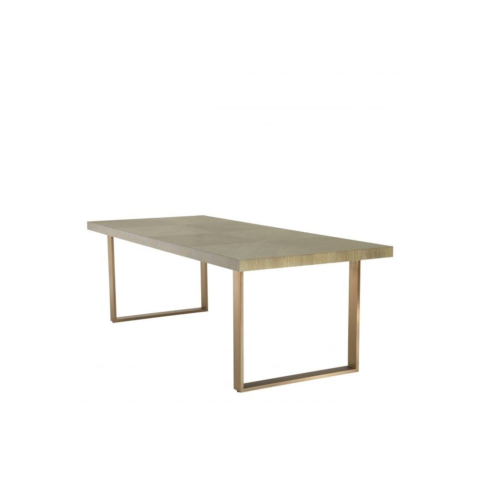 Dining Table Remington 230 cm, Washed Oak Veneer, Brushed Brass Finish