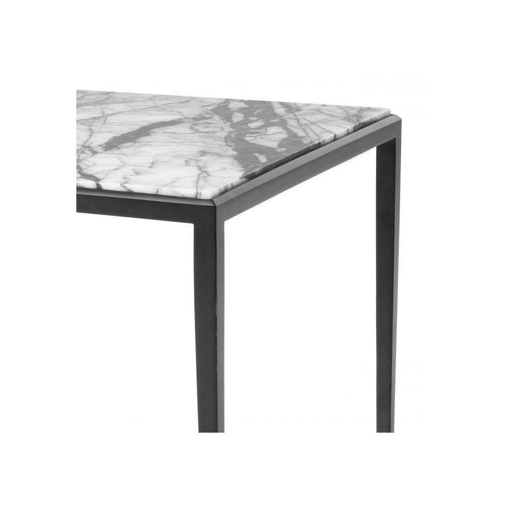 Side Table Henley, Bronze Finish, Bianco Lilac Marble