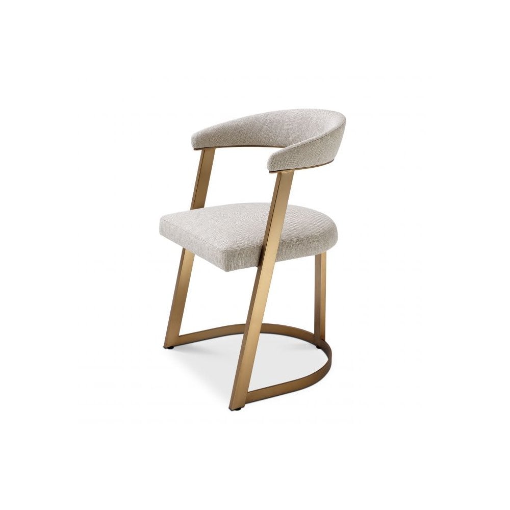 Dining Chair Dexter, Brushed Brass Finish, Loki Natural