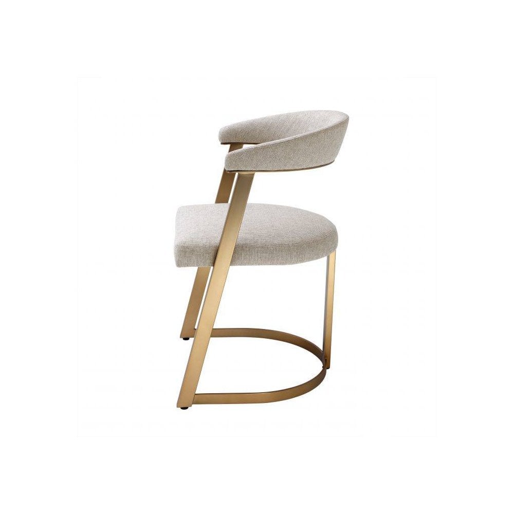 Dining Chair Dexter, Brushed Brass Finish, Loki Natural