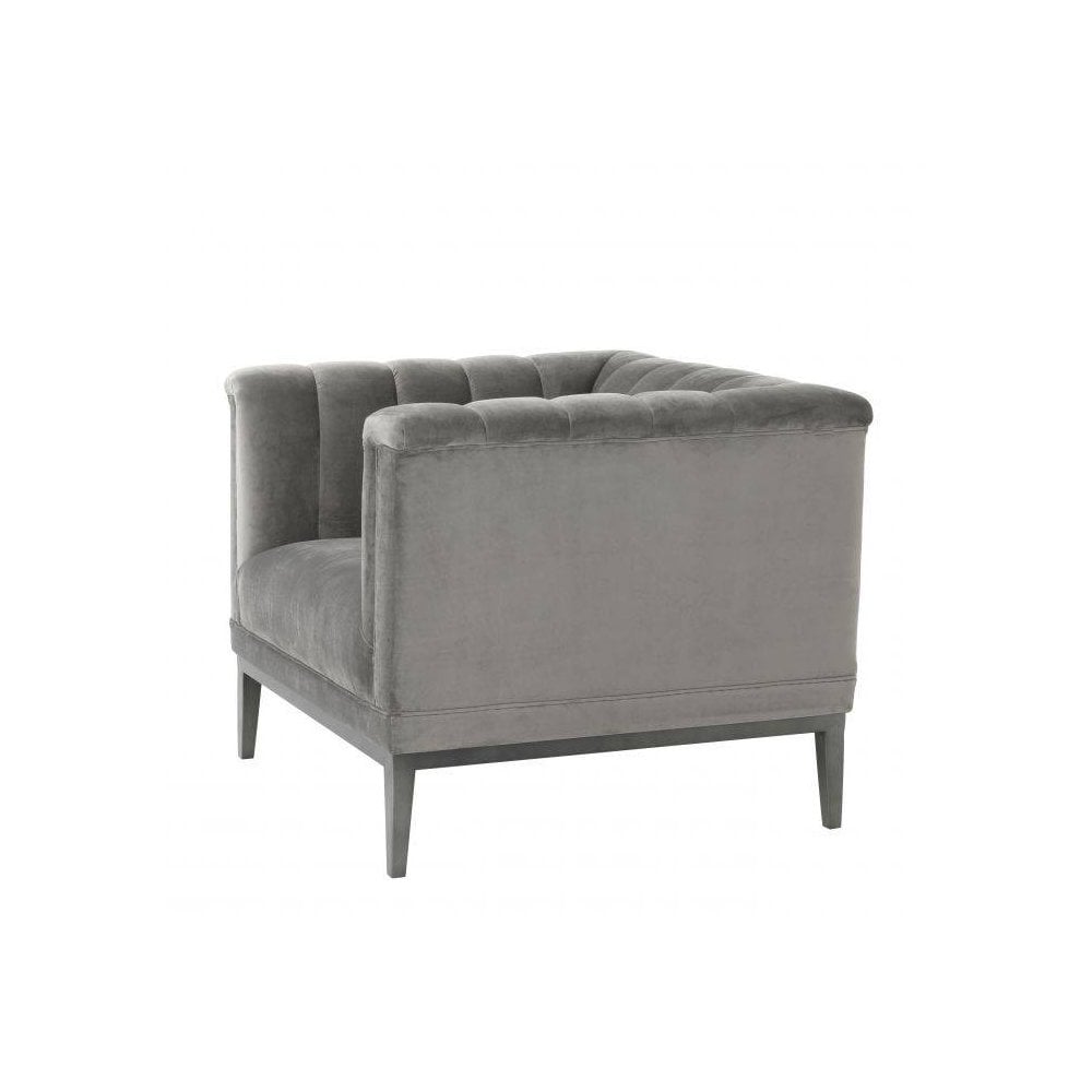 Chair Raffles, Roche Porpoise Grey Velvet, Gunmetal Base