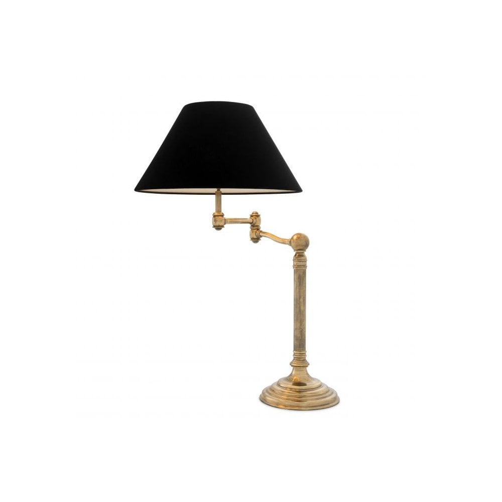 Table Lamp Regis, Vintage Brass Finish, Swing Arm