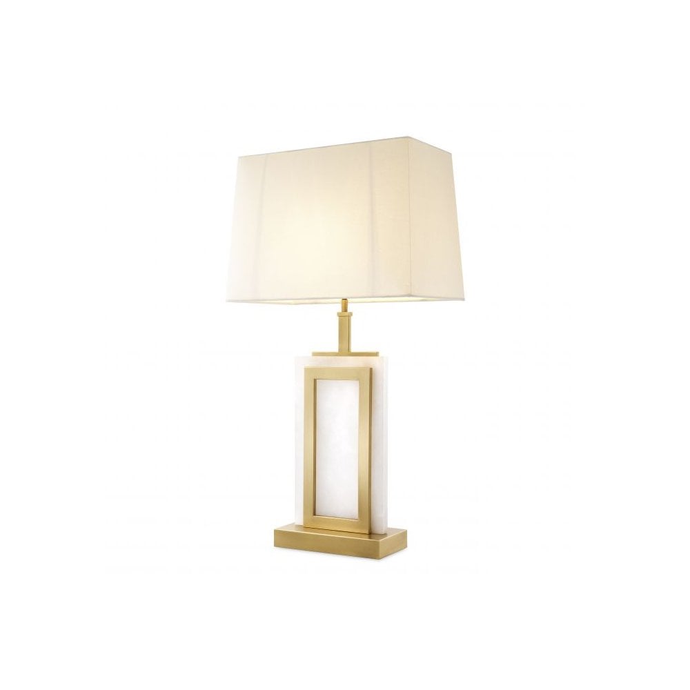 Table Lamp Murray, Alabaster, Matte Brass Finish