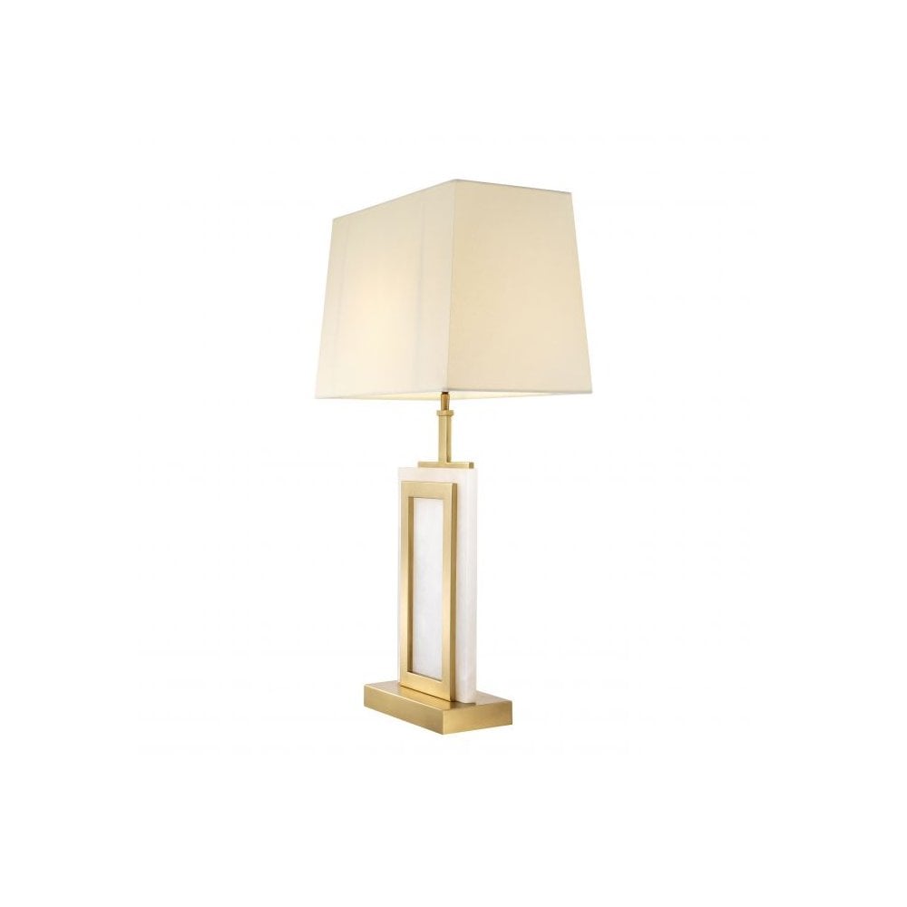 Table Lamp Murray, Alabaster, Matte Brass Finish