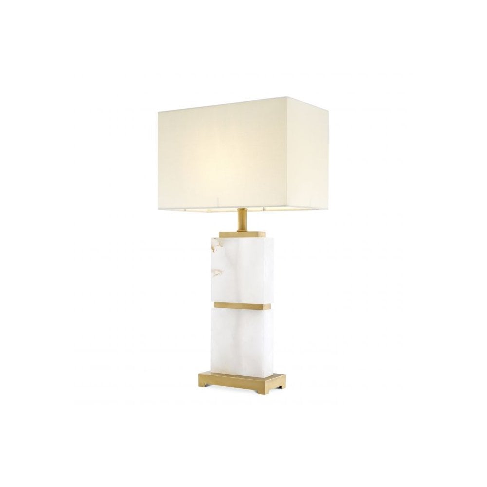 Table Lamp Robbins, Alabaster, Matte Brass Finish