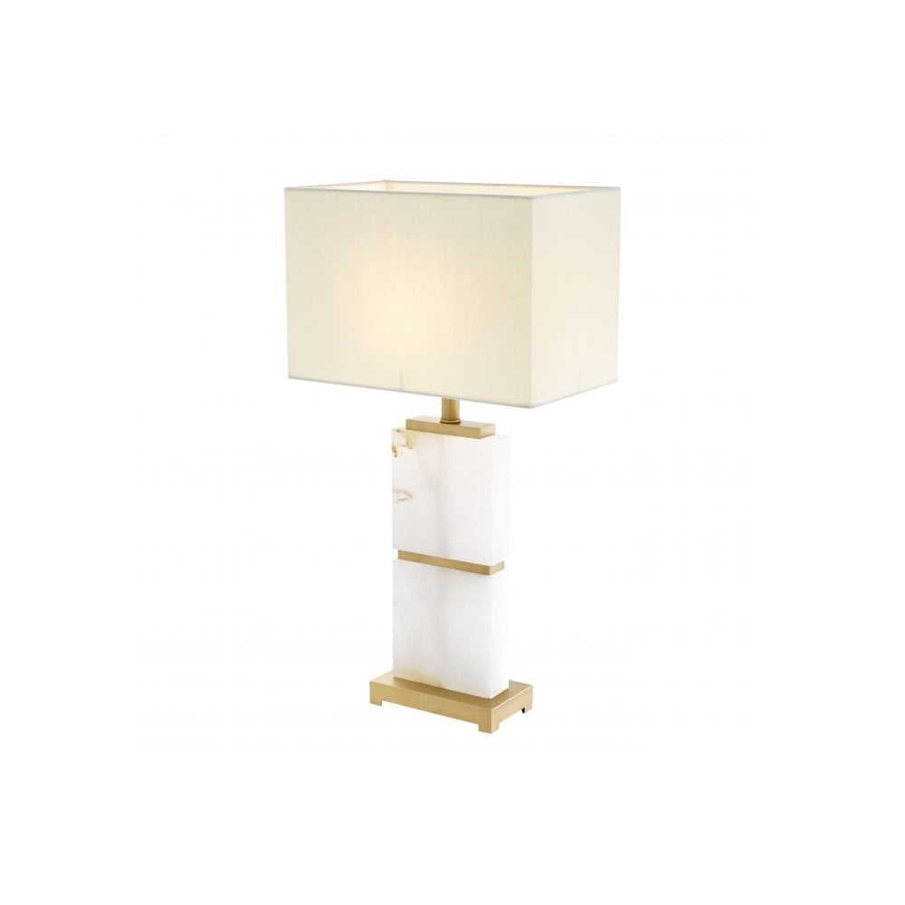 Table Lamp Robbins, Alabaster, Matte Brass Finish