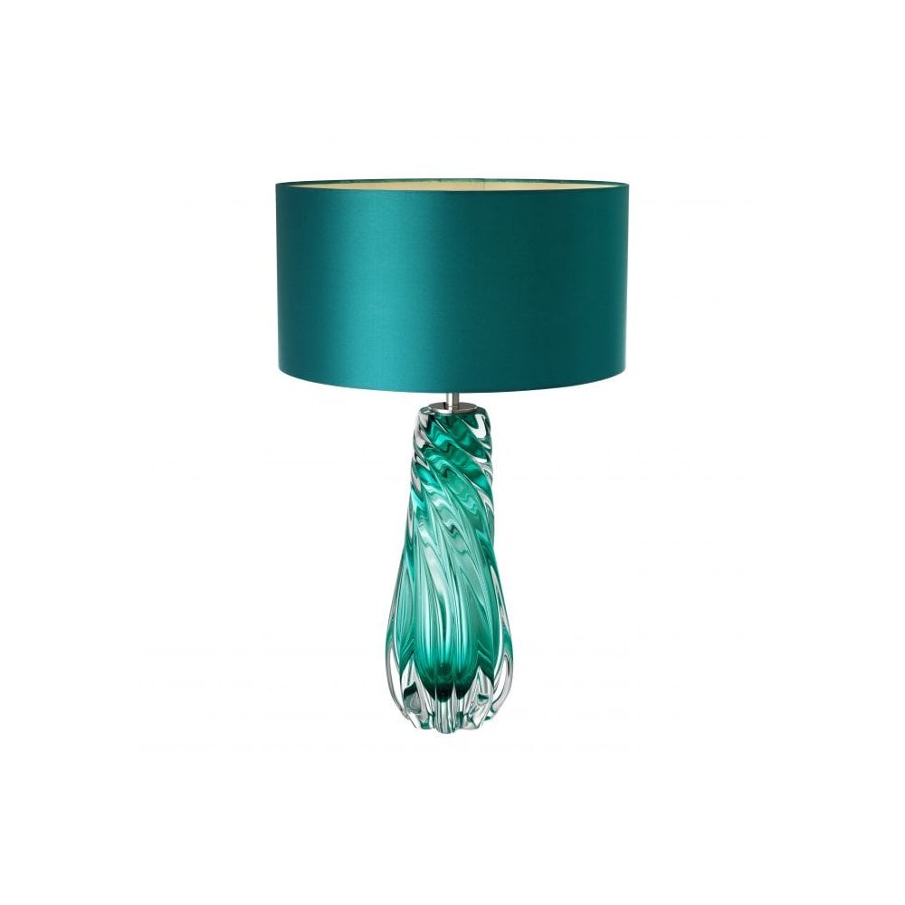 Table Lamp Barron, Solid Glass, Turquoise Colour