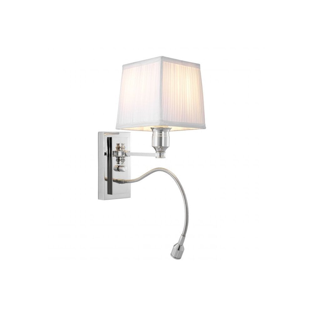 Wall Lamp Ellington, Nickel Finish, Flexible Led Reading Light