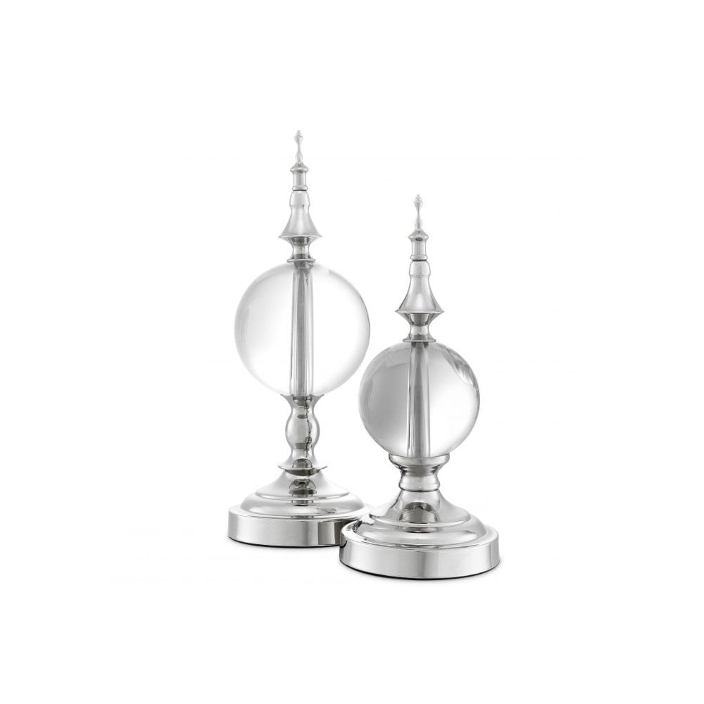 Object Zamora set of 2, Nickel Finish, Clear Glass