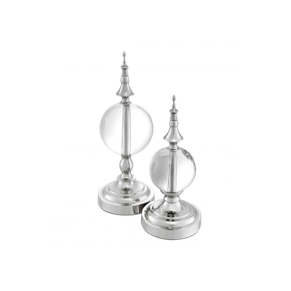 Object Zamora set of 2, Nickel Finish, Clear Glass