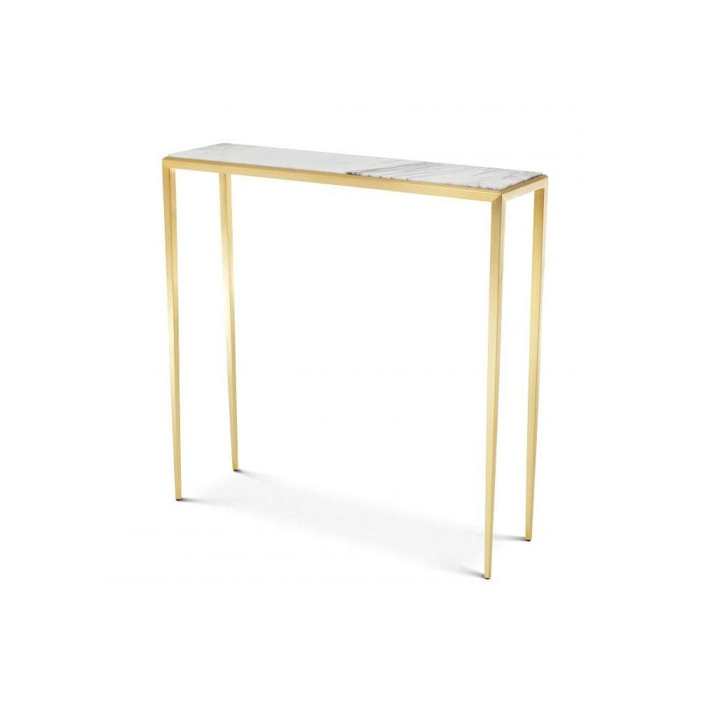 Console Table Henley S, Gold Finish, Bianco Lilac Marble