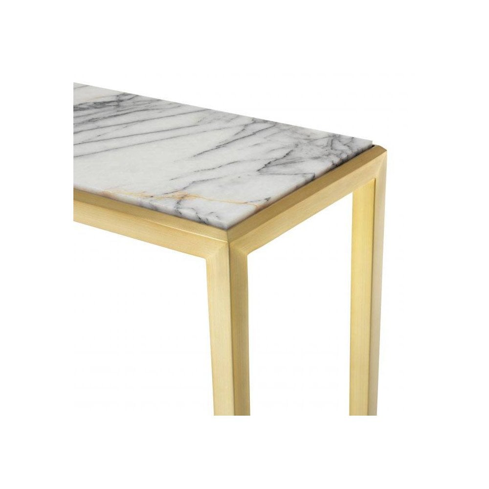 Console Table Henley S, Gold Finish, Bianco Lilac Marble